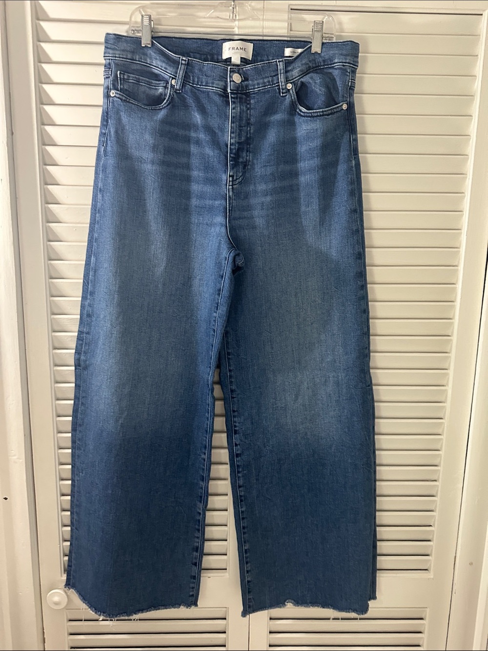 Frame Denim Le Slim Palazzo Wide-Leg Jeans in Medium Blue